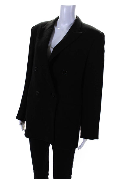 Into The Classics Zara Womens Peak Lapel Double Breasted Blazer Black Medium