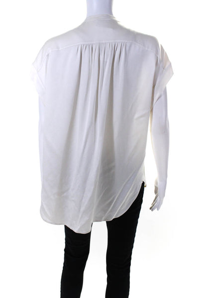 Vince Womens Dolman Sleeve Crepe Satin Henley Top Blouse Ivory Size Large