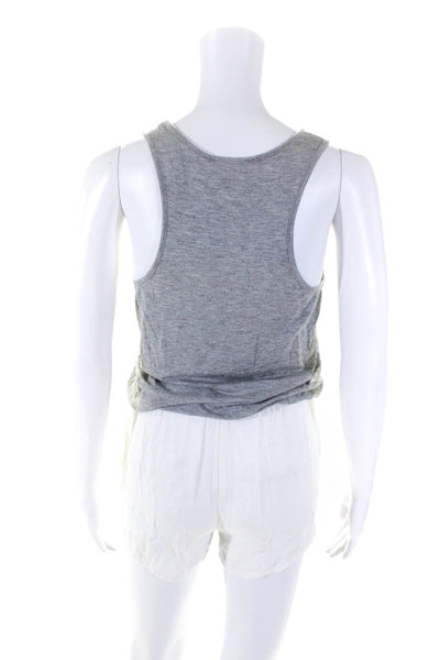 Drew Womens Jersey Knit V-Neck Sleeveless One Piece Romper Gray White Size XS