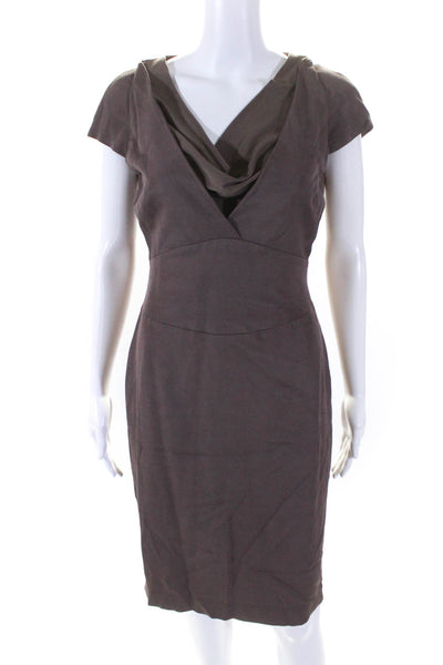 Reiss Womens Mauve Drape Neck Zip Back Short Sleeve Shift Dress Size 6