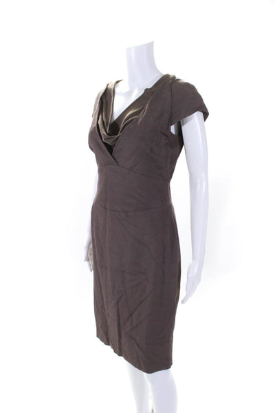 Reiss Womens Mauve Drape Neck Zip Back Short Sleeve Shift Dress Size 6