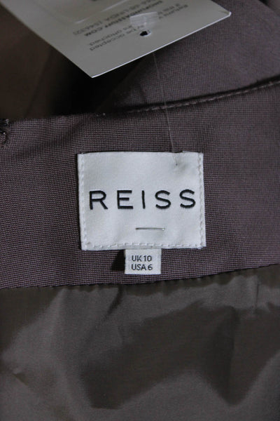 Reiss Womens Mauve Drape Neck Zip Back Short Sleeve Shift Dress Size 6