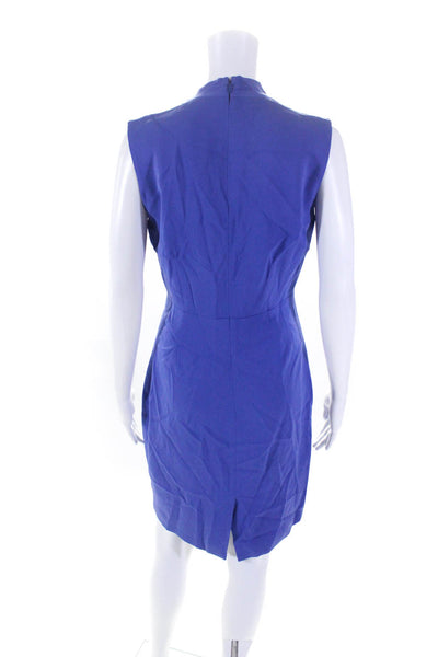 Reiss Womens Dusty Blue V-Neck Pleated Detail Sleeveless Shift Dress Size 6