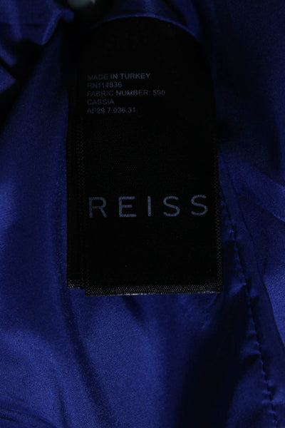 Reiss Womens Dusty Blue V-Neck Pleated Detail Sleeveless Shift Dress Size 6