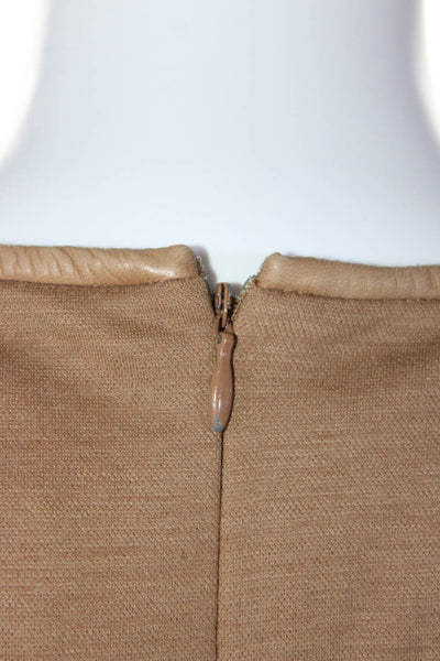 Elie Tahari Womens Brown Wool Crew Neck Zip Back Sleeveless Shift Dress Size 6