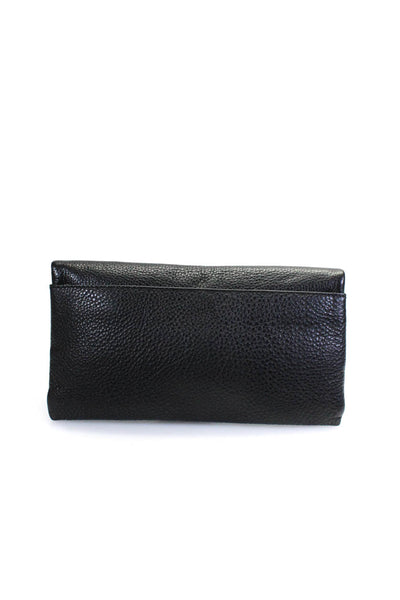 Michael Kors Womens Black Leather Zip Flap Clutch Bag Handbag