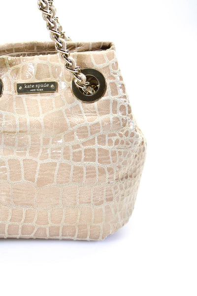 Kate Spade New York Womens Brown Suede Reptile Skin Print Small Shoulder Handbag