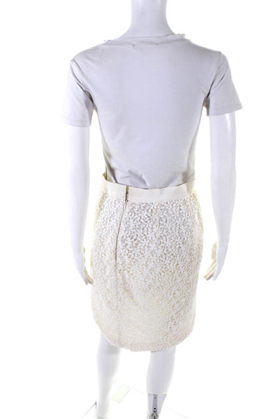 Giambattista Valli Womens Floral Knit Pencil Skirt White Cotton Size Small