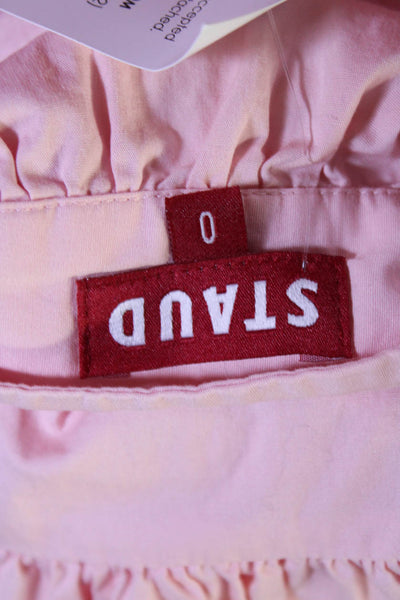 Staud Womens Side Zip Midi A Line Skirt Pink Cotton Size 0