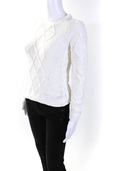 J. Mclaughlin Womens Long Sleeve Crew Neck Open Knit Sweater White Size XS