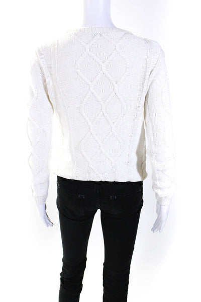 J. Mclaughlin Womens Long Sleeve Crew Neck Open Knit Sweater White Size XS