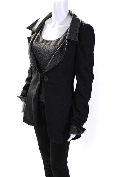 Fendi Vintage Womens Single Button Coat Gray Wool Blend Size EUR 42