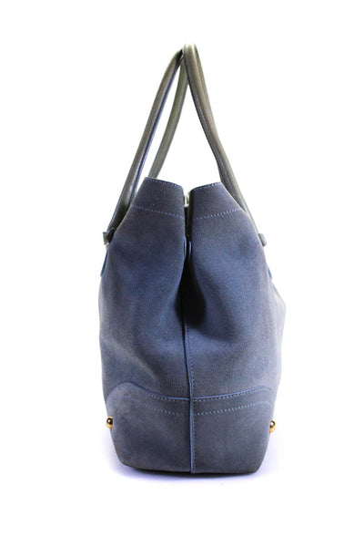 Dolce & Gabbana Womens Suede Gold Tone Tote Shoulder Handbag Sky Blue