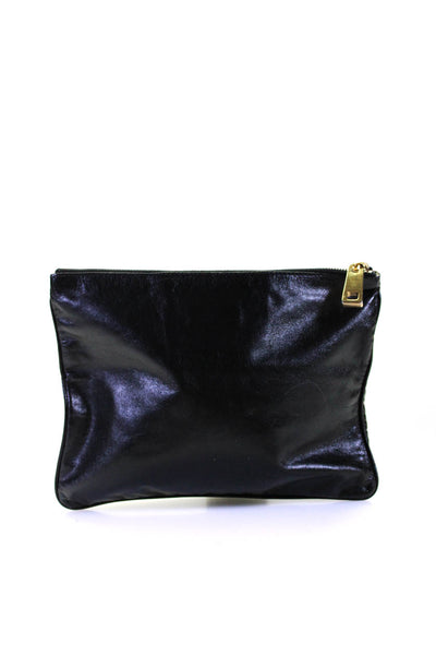 Marc Jacobs Womens Leather Gold Tone Zipper Closure Clutch Handbag Black
