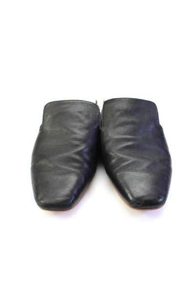 Dolce Vita Womens Slip On Square Toe Slippers Mules Black Leather Size 7M