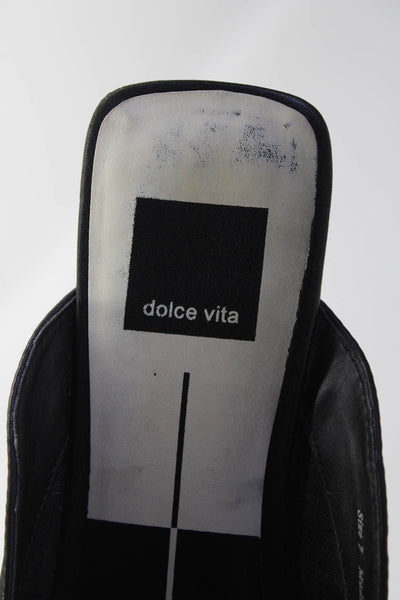 Dolce Vita Womens Slip On Square Toe Slippers Mules Black Leather Size 7M