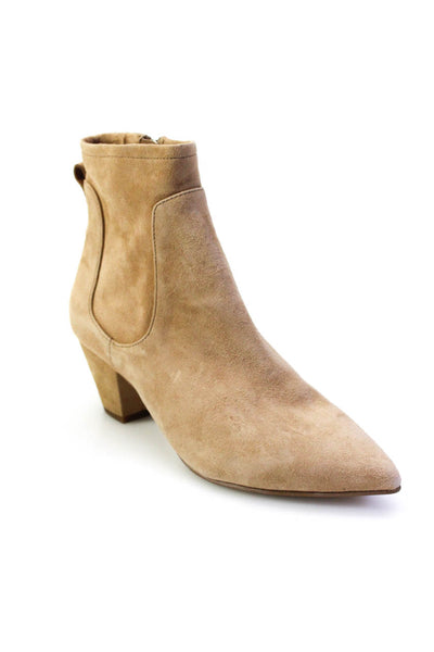 Sam Edelman Womens Side Zip Block Heel Pointed Toe Booties Brown Suede Size 7