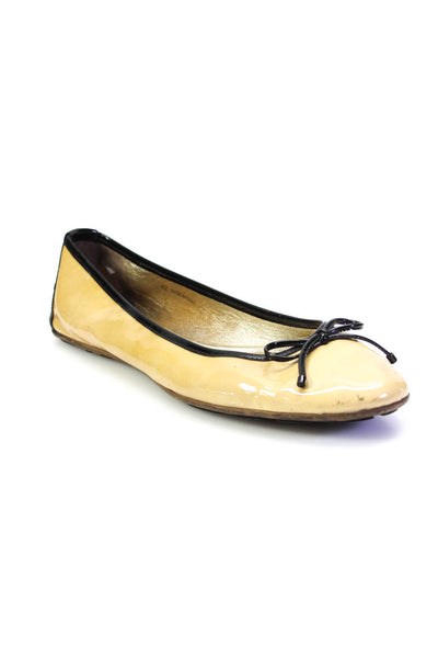 Jimmy Choo Womens Beige Bow Front Slip On Ballet Flats Shoes Size 12
