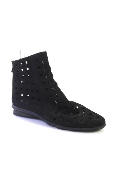 Arche Womens Black Suede Cut Out Zip Nubuck Ankle Boots Shoes Size 12