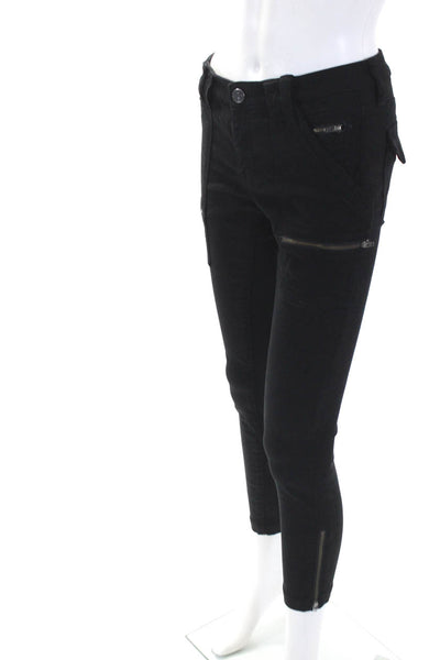 Joie Womens Cotton Blend Zipper Hem Mid-Rise Skinny Pants Black Size 27