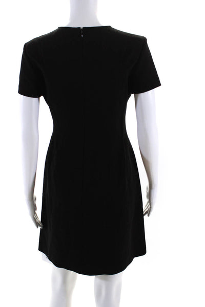 Theory Womens Admiral Crepe Short Sleeves A Line Corset Tee Dress Black Size 2