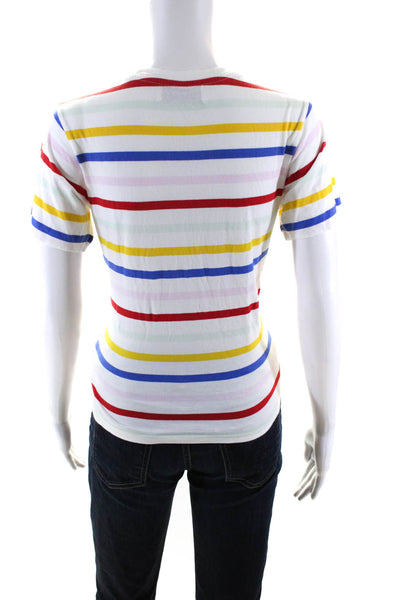 La Ligne Womens Short Sleeve Striped Tee Shirt White Multi Cotton Size Small