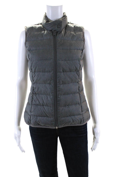 J. Mclaughlin Womens Front Zip Mock Neck Down Quilted Vest Jacket Gray Size XS