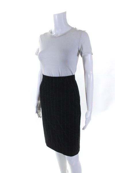 Theory Womens Gray Wool Striped Lined Knee Length Pencil Skirt Size 4