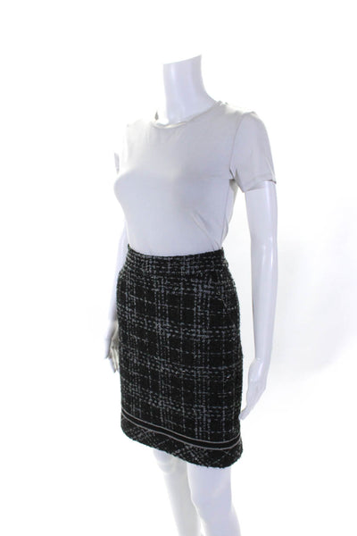 Trina Turk Womens Black/Gray Textured Plaid Lined Mini Pencil Skirt Size 6