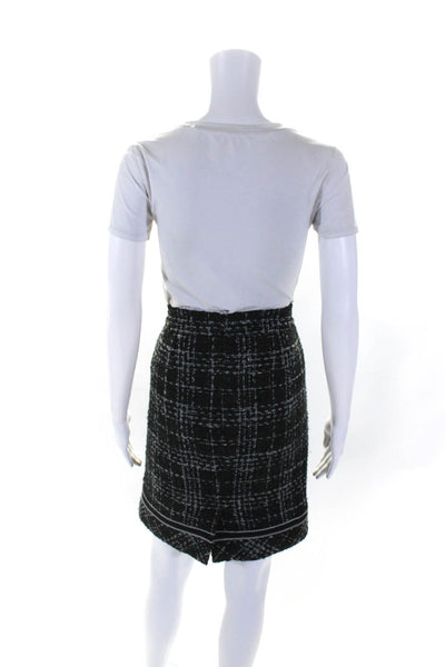 Trina Turk Womens Black/Gray Textured Plaid Lined Mini Pencil Skirt Size 6