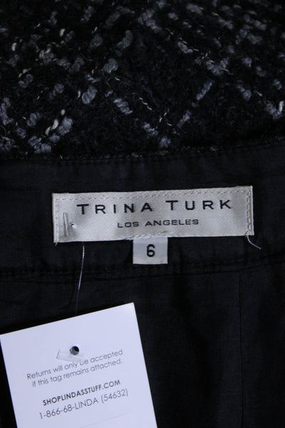 Trina Turk Womens Black/Gray Textured Plaid Lined Mini Pencil Skirt Size 6