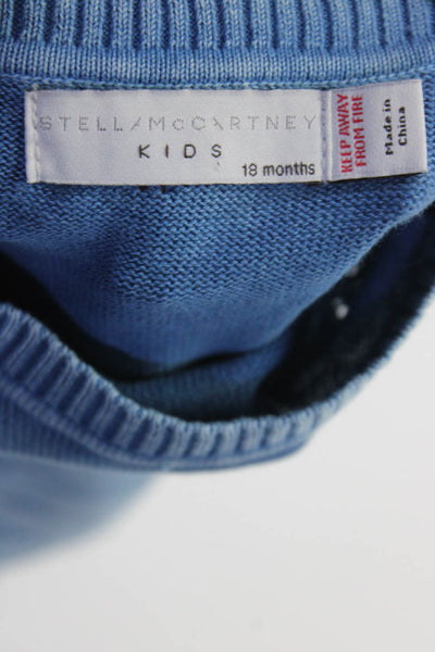 Stella McCartney Kids Boys Cotton Perforated Skull Sweater Blue Size 18 Months