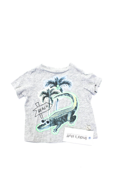 Stella McCartney Kids Boys Cotton Palm Tree Print T-Shirt Top Gray Size 6 Months