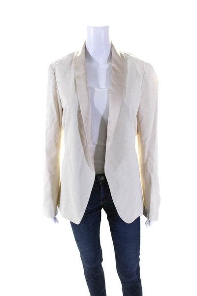 Theory Womens Collared Long Sleeve Open Front Blazer Jacket Champagne Size 6