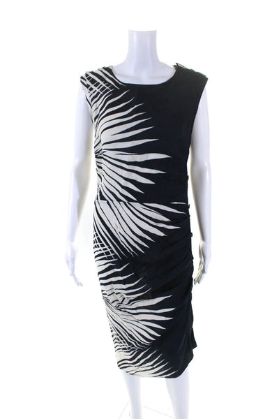 Veronica Beard Womens Silk Blend Abstract Sleeveless Midi Dress Navy Size 6