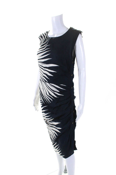 Veronica Beard Womens Silk Blend Abstract Sleeveless Midi Dress Navy Size 6