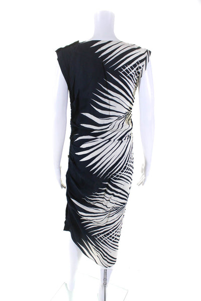 Veronica Beard Womens Silk Blend Abstract Sleeveless Midi Dress Navy Size 6