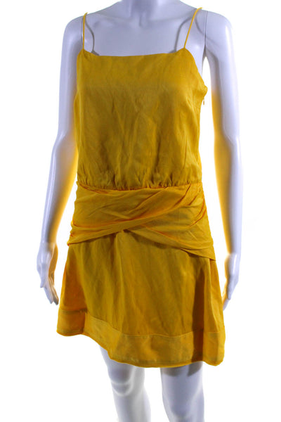 Derek Lam 10 Crosby Womens Yellow Square Neck Sleeveless Shift Dress Size M