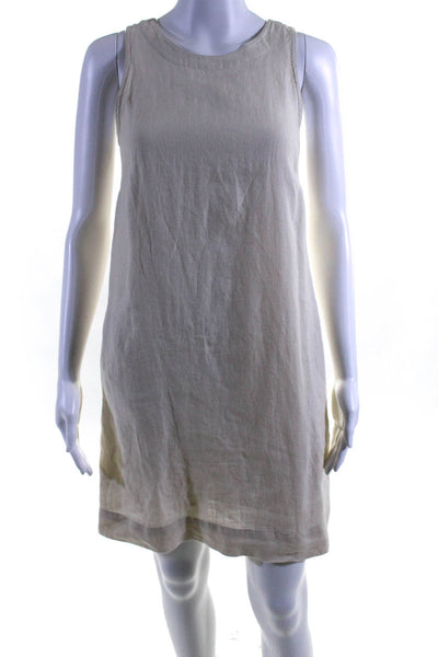 J Crew Womens Linen Sleeveless Sheath Dress Beige Size Extra Extra Small