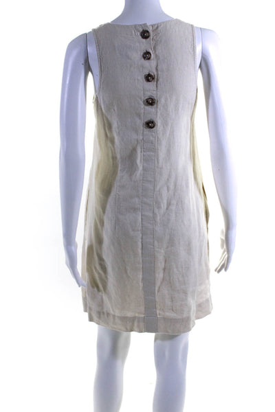 J Crew Womens Linen Sleeveless Sheath Dress Beige Size Extra Extra Small