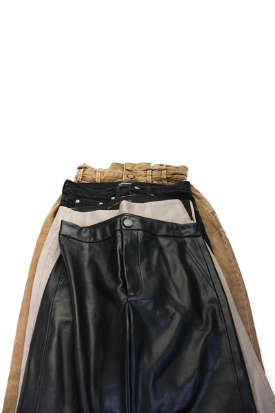 Zara Womens Jeans Faux Leather Pants Brown Black Size 00 2 Small Lot 4