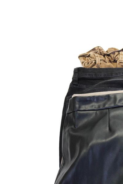 Zara Womens Jeans Faux Leather Pants Brown Black Size 00 2 Small Lot 4
