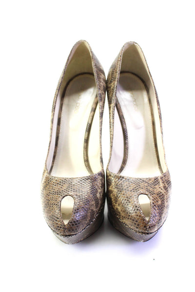 Sergio Rossi Womens Animal Printed Platform High Heels Pumps Brown Size 39 9