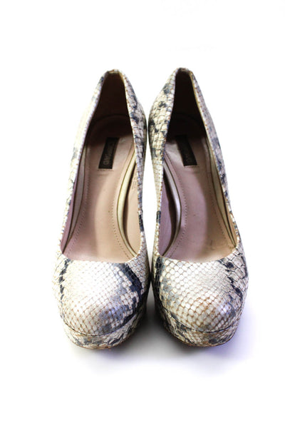 Joan & David Womens Leather Animal Print Round Toe Heels Pumps Beige Size 6M