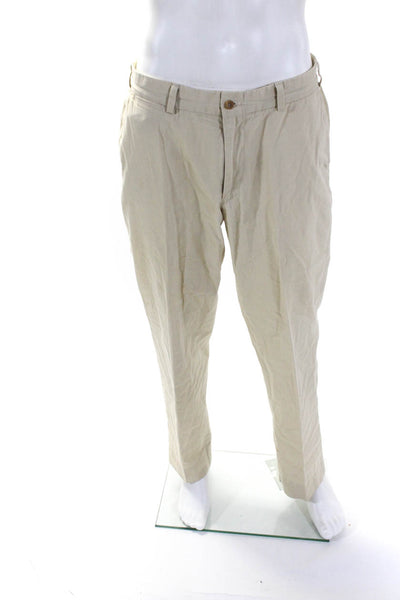 Bills Khakis Mens Straight Leg Mid Rise Khaki Pants Yellow Cotton Size 35