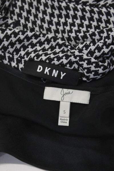 DKNY Joie Womens Black/White Houndstooth Ruffle Blouse Top Size XS S lot 2