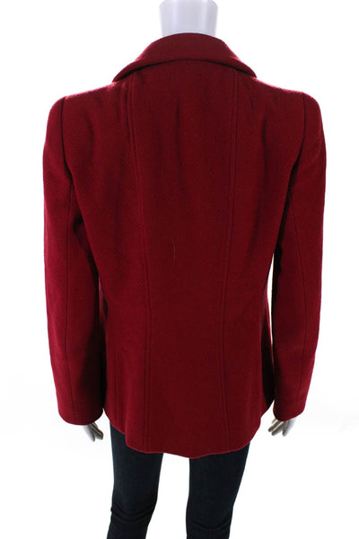 Giorgio Armani Le Collezioni Womens Button Down Jacket Red Wool Size 4