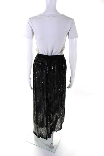 As by Df Womens Chiffon Sequin Embellished Lined Long Maxi Skirt Black Size XS