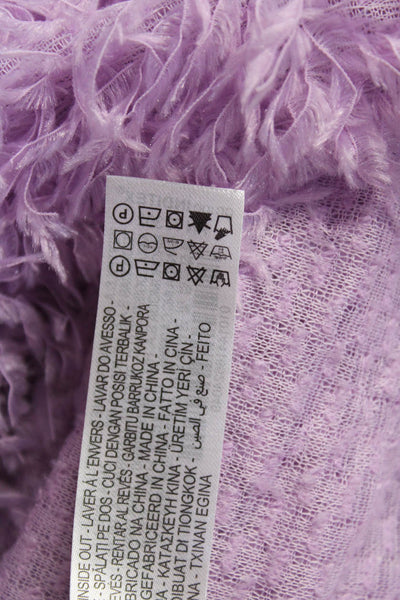 Zara Womens Hoodie Purple Fuzzy Crew Neck Crop Pullover Sweater Top Size L lot 2