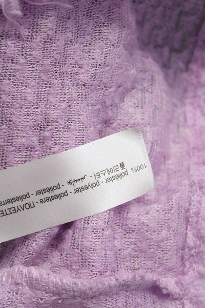 Zara Womens Hoodie Purple Fuzzy Crew Neck Crop Pullover Sweater Top Size L lot 2